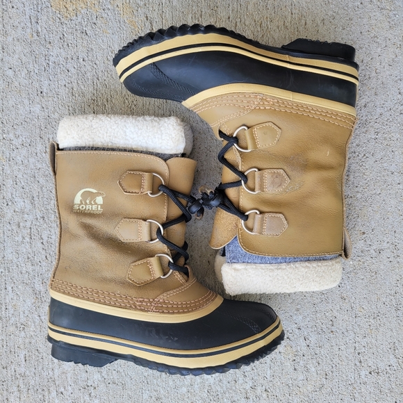 Sorel Other - Sorel Youth YOOT PAC Size 2 TP Boots Waterproof Leather Snow Winter Brown Black